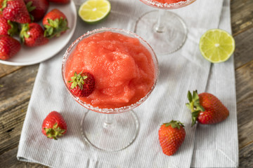 Homemade Red Frozen Strawberry Margarita