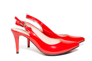women's red high-heeled shoes