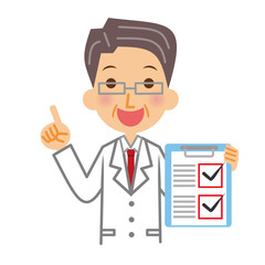 白衣の男性　チェック　確認