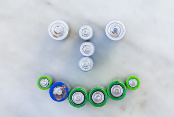 Obraz na płótnie Canvas Used batteries ready to be recycled