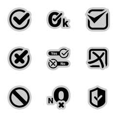 Icons for theme Yes, confirmed, no, denied, vector, icon, set. White background