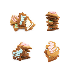 Pile of glazed gingerbreads isolated