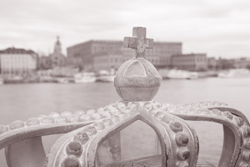 Golden Crown on Skeppsholm Bridge - Skeppsholmsbron; Stockholm