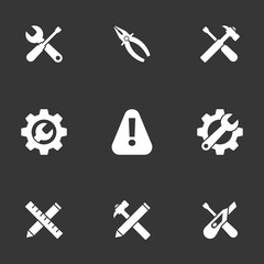 Icons for theme Tools. Black background