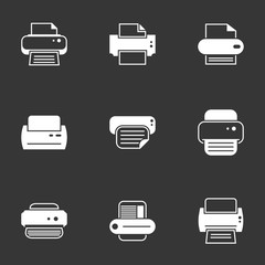Icons for theme Printer. Black background
