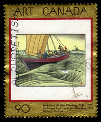 York Boat on Lake Winnipeg painting by Walter J. Phillips