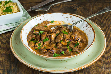 Beef and mushroom Strogonoff with rice