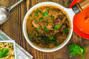 Beef and mushroom Strogonoff with rice