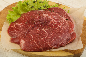 Raw beef schnitzel