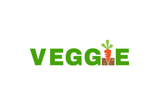 Veggie Letter Typography Logo Design Illustration