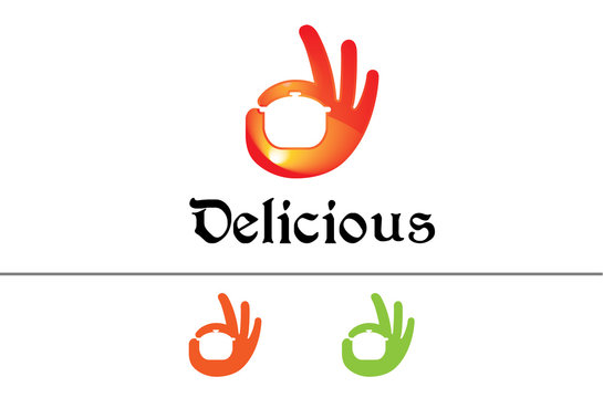 Delicious Tasty Hand Symbol Logo Design Illustration