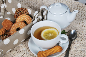 Tasty sweet breakfast in the kitchen