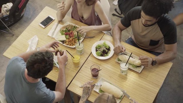 Friends having healthy meal together
