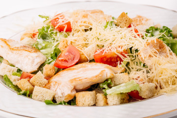 Roast chicken fillet and vegetables