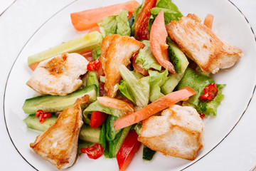 Roast chicken fillet and vegetables