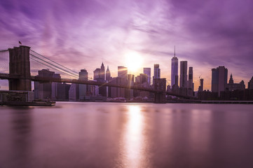 Naklejka na ściany i meble Manhattan Skyline with Brooklyn Bridge