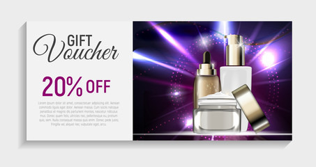 Gift Voucher  with Design Cosmetics Product  Template Background