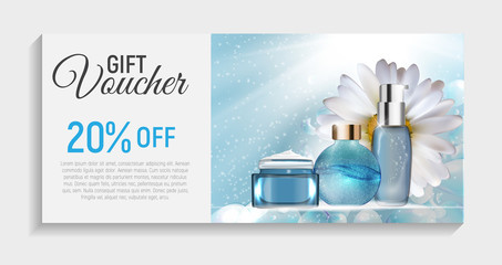 Gift Voucher  with Design Cosmetics Product  Template Background