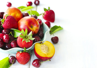 Fototapeta na wymiar Summer berries and fruits