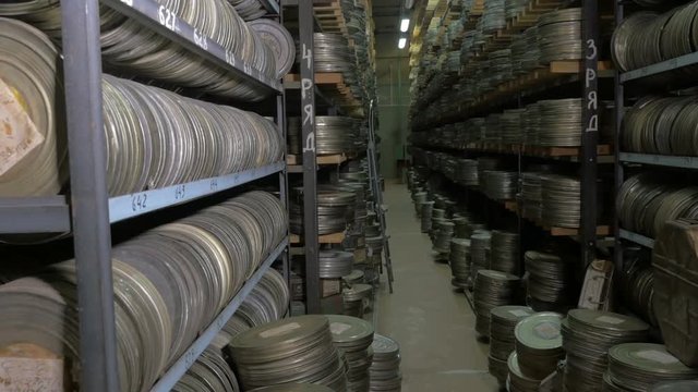 Large film archive with its numerous videotapes.