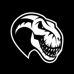 Dinosaur head sport club vector logo concept isolated on black background.