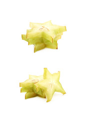 Fototapeta premium Pile of sliced carambola fruits isolated