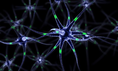 Wires from the point of brain graphics, 3d illustration.