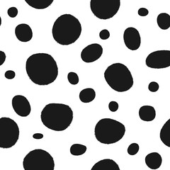 Seamless pattern with rounded spots. Grunge, sketch, ink.
