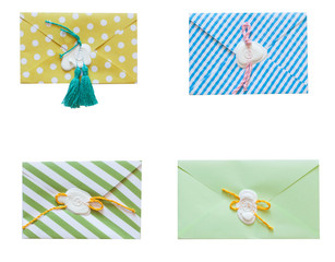 mail envelope and letter sealed with wax seal stamp. isolated.