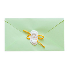 mail envelope and letter sealed with wax seal stamp. isolated.