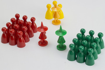 Kegel, Konflikt, grün, gelb, rot