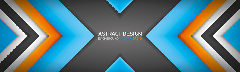 Abstract volume background. Blue, orange and gray stripes, cover for project presentation, vector design