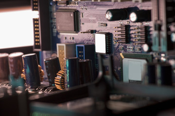 Fototapeta na wymiar Computer motherboard closeup