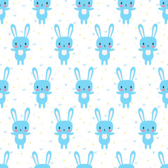 Cute seamless pattern with cartoon bunny. Cartoon baby animals. Funny background for little boys and girls