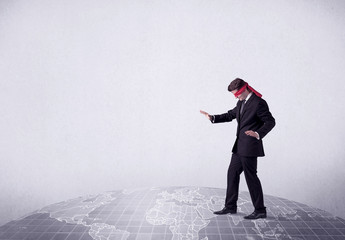 Blindfolded businessman