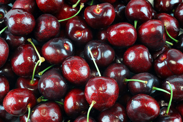 close up on cherries background