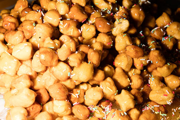 Close up of  struffoli