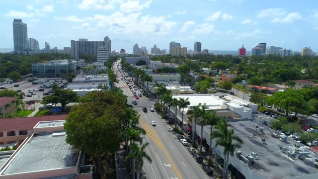 Aerial video of Arthur Godfrey Road Miami Beach
