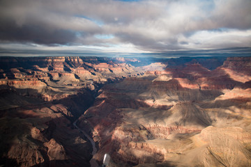 view over the north and south rim part in grand canyon from the helicopter
