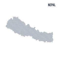 Vector abstract wave map of Nepal isolated on a white background.
