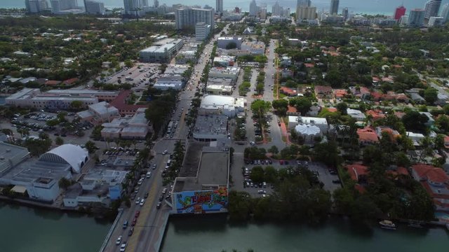 Flying over Miami Beach Indian Creek 41st street
