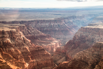 View over the south and north rim part in grand canyon from the helicopter