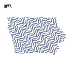 Vector abstract wave map of State of Iowa isolated on a white background.