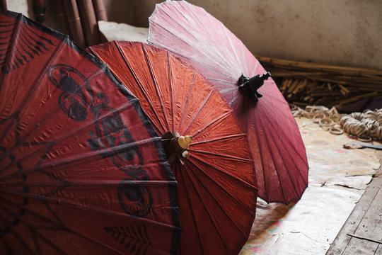 Handmade workshop for paper umbrella prodaction in Myanmar