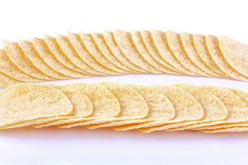 Potato chips isolated on white background