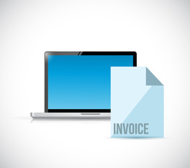 computer and invoice. illustration design