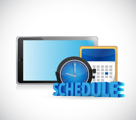 schedule time and calendar on a tablet.