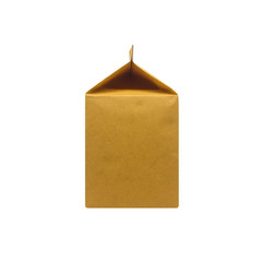 brown blank milk or juice cartoon box package isolated on white background. side view