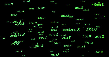 Happy new year 2018 Text Design with black background