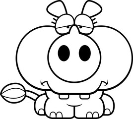 Fototapeta premium Cartoon Sad Rhinoceros